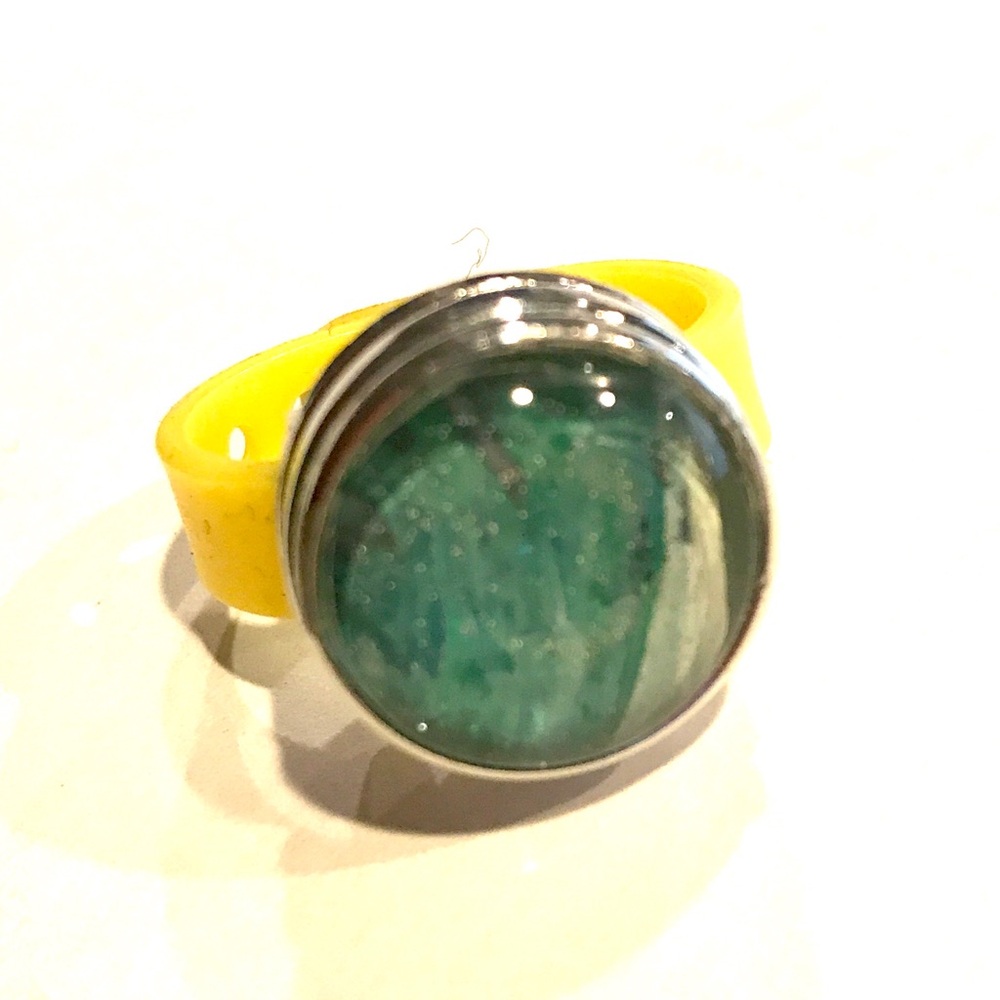 Snap ring 20mm handmade snap Yellow silicone band Adjustable SR20
